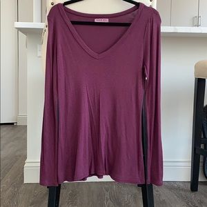 Michael Stars plum v-neck long-sleeve top